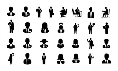 Business people silhouettes set of vector silhouettes