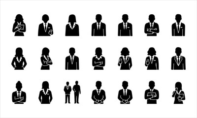 Business people silhouettes set of vector silhouettes