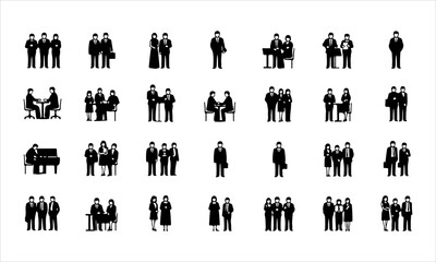 Business people silhouettes set of vector silhouettes