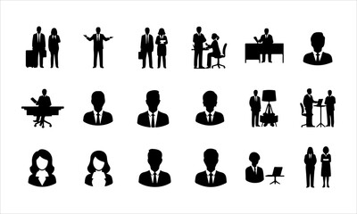 Business people silhouettes set of vector silhouettes