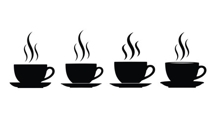 Obraz premium Coffee cup icon set. Cups of coffee tea collection. Hot drink icon. Disposable cup. Cup coffe with steam. Flat style - stock vector. 