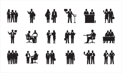 Business people silhouettes set of vector silhouettes