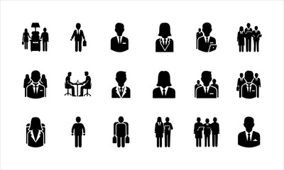 Business people silhouettes set of vector silhouettes
