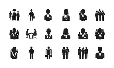 Business people silhouettes set of vector silhouettes