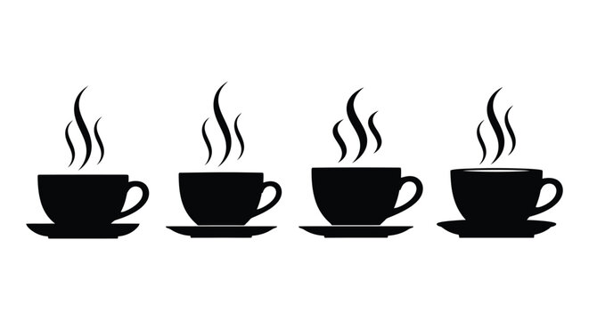 Coffee cup icon set. Cups of coffee tea collection. Hot drink icon. Disposable cup. Cup coffe with steam. Flat style - stock vector. 