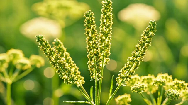 Close-up of green plants with blurred background, natures beauty in focus.