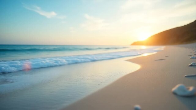 Calming ocean waves at sunset creating peaceful mental health and stress relief atmosphere