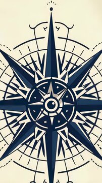 Vintage Nautical Compass Illustration - Detailed Antique Style Rose Design for Navigation, Exploration, and Decorative Use.