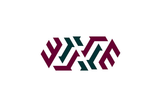 Abstract Geometric Logo | Symmetrical Maroon & Green Chevron Arrow Branding Icon