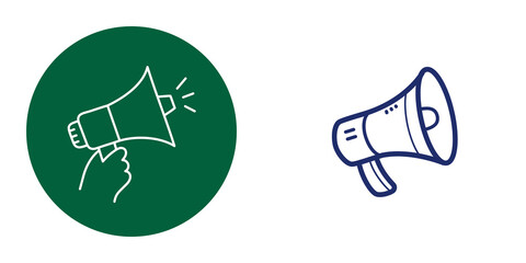 Two megaphones illustration in different colors isolated on transparent background