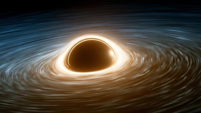 Cosmic black hole rendering in space illuminated ring outer space illustration