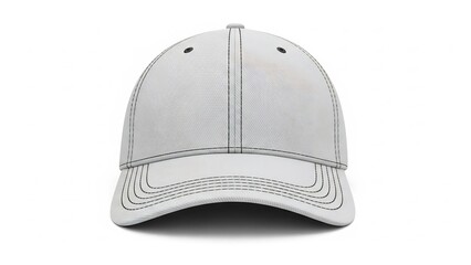 Stylish Light Gray Baseball Cap with Curved Brim and Stitched Detailing for Everyday Wear.