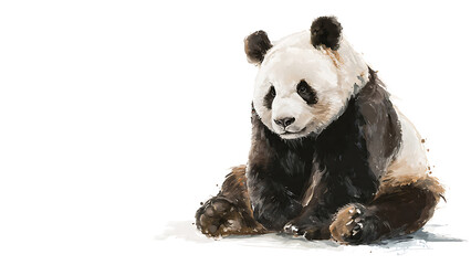 Panda Bear Sitting White Background