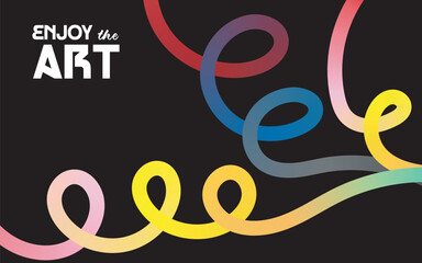 Obraz premium Vibrant abstract art with colorful swirling lines and enjoy the art text on black background