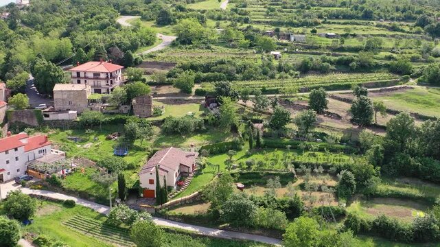 Aerial panorama of rural valley