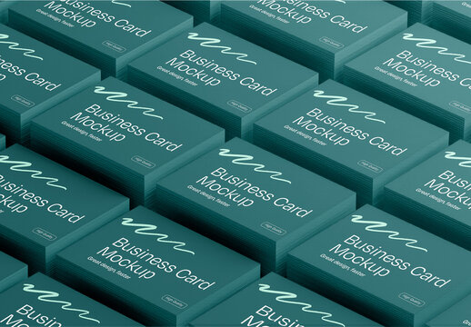 Set Stacked Business Cards Mockup
