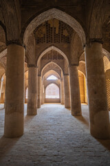 Obraz premium Jame Mosque of Yazd in Iran. The mosque is crowned by a pair of minarets, the highest in Iran.
