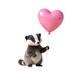 Adorable Badger with Heart Balloon Design