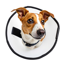 Adorable Dog with Cone Collar Portrait