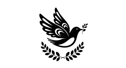 Obraz premium Stork emblem with olive branch and laurel wreath