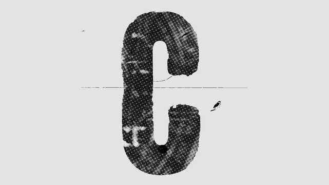 Black and white printed style type of a full screen individual letter with alpha for easy drag and drop overlays. Get the full alphabet set to create captions and words with a cool stop motion printed