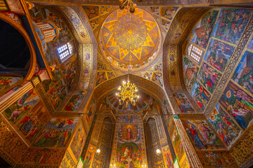 Fototapeta premium Isfahan, Iran - May 23, 2024: Paintings depicts the life of Jesus in Vank - Holy Savior Cathedral in Isfahan