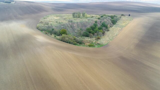 Aerial view of isolated field island