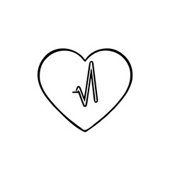 Valentines &ndash; Hearts & Symbols (BW Outline) &ndash; stacked hearts outline with heartbeat line