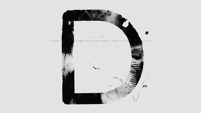 Black and white printed style type of a full screen individual letter with alpha for easy drag and drop overlays. Get the full alphabet set to create captions and words with a cool stop motion printed