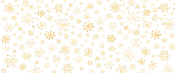 Seamless pattern of golden snowflakes for Christmas theme. Christmas snowflakes. Vector
