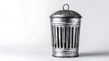 Trash Can Metal White Background