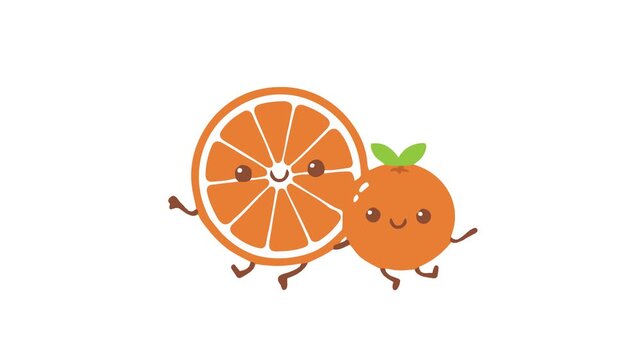 Whole Orange and Orange Slice Illustration