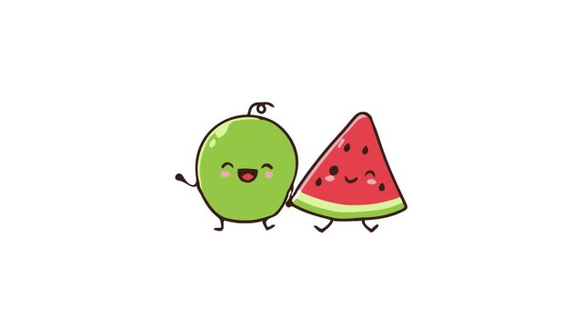 Cheerful Grapes and Watermelon Illustration