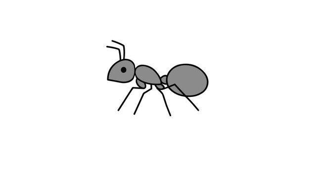 Ant Side View Cartoon Illustration