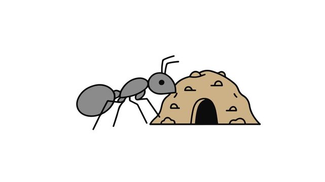 Ant and Ant Nest Illustration