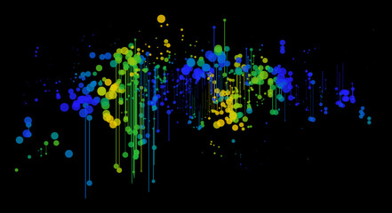 Vibrant Abstract Vector Art With Colorful Dots And Lines Over Black Background