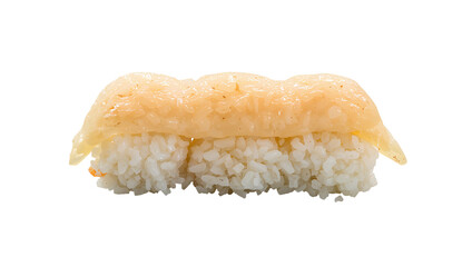 Sushi Piece With Rice and Seafood Served on a White Background