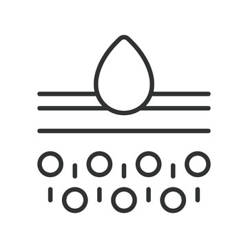 Skin absorption layers icon in line design. deep hydration penetration on white background vector. absorption layers editable stroke icon