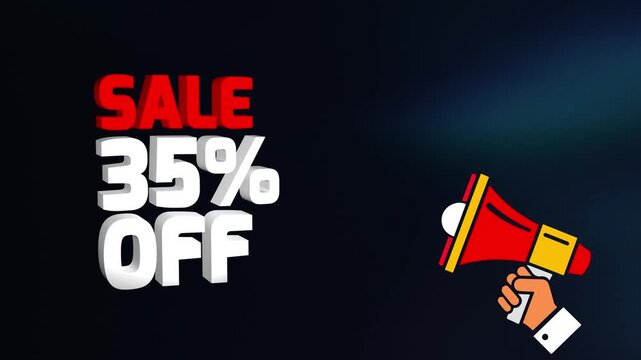 Sale 35 Percent Off Text Animation 4k video, Sale 35% off animation video, 35% Off Sale Announcement video