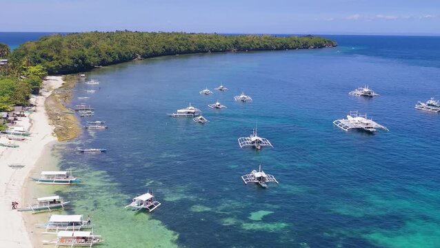 Aerial view of boats on sea