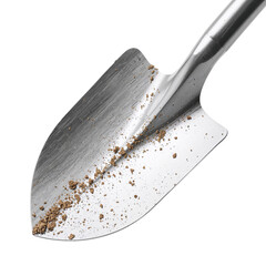 Shovel Lifting Soil to Prepare for Gardening in a Backyard at Midday Sunlight