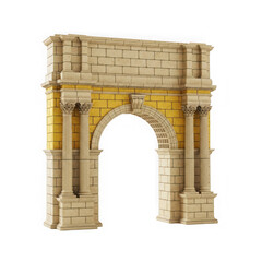 Obraz premium Ancient roman arch structure with intricate details isolated on transparent background
