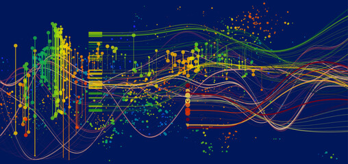 Vibrant Abstract Vector Waves And Dots In Colorful Data Visualization Artwork For Tech And Creative Projects