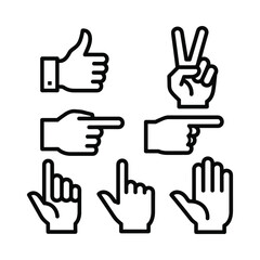 Obraz premium Hand gestures flat icons set. Vector illustration.
