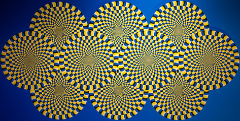 Optical illusion background. Artistic psychedelic wallpaper, curve visual effect