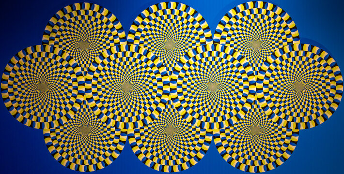 Optical illusion background. Artistic psychedelic wallpaper, curve visual effect