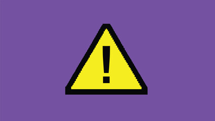 Prominent yellow triangular warning sign with a black border and a bold black exclamation mark, set against a solid purple background, indicating caution or important alert.