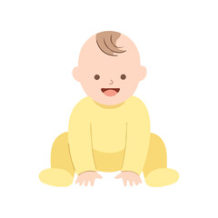Smiling Baby Sitting Crawling Simple Flat Vector Illustration