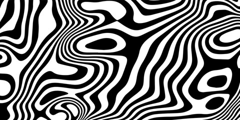 abstract black and white wavy stripe pattern inspired by zebra lines and psychedelic op art. © Lumrah