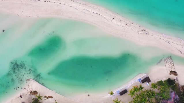 Aerial top view of tropical lagoon